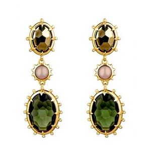 Alexis Bittar Gold and Green Statement Earrings